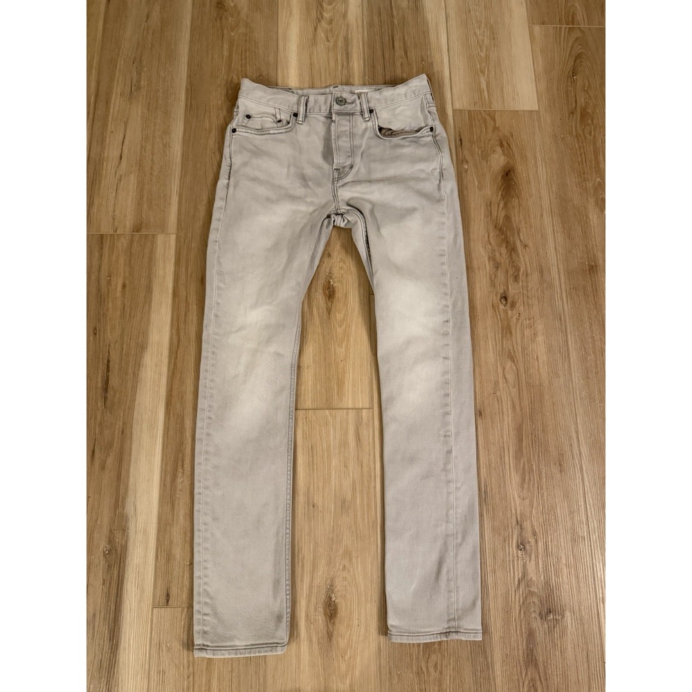 Allsaints Cigarette Men's Skinny Bleached Gray Distressed Denim Jeans Size W30